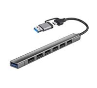 2 en 1 7 puertos USB tipo C Hub expansor divisor de aleación de aluminio estación de acoplamiento de alta velocidad para portátil PC