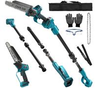 2-en-1 8 Pulgadas Mini Motosierra telescopico a bateria de Pértiga Inalámbrica para Makita 18 V (sin baterías), sierra sin Escobillas con telescópica para Exterior, Extensible hasta 4,5 m