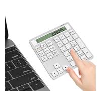2 en 1 Bluetooth Numpad con calculadora, cálculo de 34 teclas, teclado numérico de modo dual Bluetooth + adaptador USB de 2,4 G con cálculo, teclado numérico inalámbrico para smartphone, PC, Mac