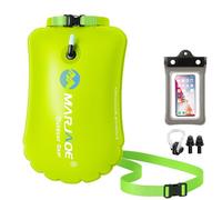 2 en 1 Bolla Natación y Mochila Estanca, 20L Boya Natacion Aguas Abiertas, Boya Hinchable con Funda Impermeable para Móvil, Pinzas para Nariz y Tapones para Oídos, para Kayak, Triatlón, Surf (Verde)