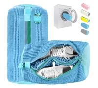 2 en 1 Bolsa Lavadora Zapatillas, Bolsa para Lavar Zapatillas en Lavadora con Doble Cremallera, Limpieza 360°, Reutilizable, Bolsas Lavadora con Cremalleras Ocultas