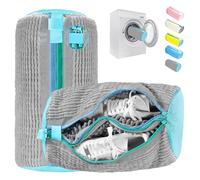 2 en 1 Bolsa Lavadora Zapatillas, Bolsa para Lavar Zapatillas en Lavadora con Doble Cremallera, Limpieza 360°, Reutilizable, Bolsas Lavadora con Cremalleras Ocultas