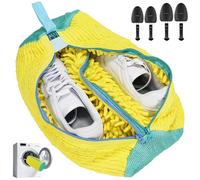 2 en 1 Bolsa Lavadora Zapatillas, Limpieza 360° Reutilizable Doble Cremallera Bolsa para Lavar Zapatillas en Lavadora, Bolsas Lavadora con 2 pares Soporte de zapatos