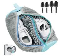 2 en 1 Bolsa Lavadora Zapatillas, Limpieza 360° Reutilizable Doble Cremallera Bolsa para Lavar Zapatillas en Lavadora, Bolsas Lavadora con 2 pares Soporte de zapatos