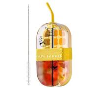 2 en 1 botella de agua, molde dispensador de copa, construido en hielo tray prensa de liberación de enfriamiento, reciclable contenedor de bebidas, Straw Lid Portable Beverage Maker, Leak Resistant