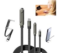 2 en 1 cable de carga invisible con soporte de 240 W, cable de carga invisible con soporte, sin enredos para smartphones y tabletas, para navegar y ver vídeos con manos libres (2 unidades)