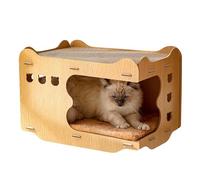 2 en 1 Cat Scratcher House - Reversible Cat Scratching Pad, Natural Recycled Materials, Multipurpose Playhouse | Claw Safe Scratch Textures Design For Indoor Cats, Furniture