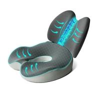 2 en 1 Cojín de asiento y almohada de apoyo lumbar, cojín ergonómico de espuma viscoelástica para silla de asiento y soporte de espalda para coxis, ciática, hemorroides, coxis, alivio del dolor