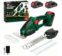 2 en 1 Cortasetos Bateria y Arreglasetos, 21V Cortasetos Electrico con Batería de 2000mAh y Cargador, Herramientas de Jardín, Tijeras de Poda, Tijeras de Césped (Verde con 2 Batería)
