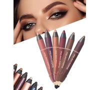 2 en 1 Delineador y Sombra de Ojos, Resistente al Agua, a Prueba de Manchas con Pincel Difuminador, para un Maquillaje de Ojos Ahumado o Natural sin Esfuerzo (Mix-6PCS)