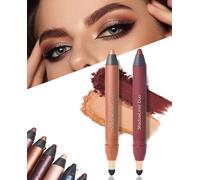 2 en 1 Delineador y Sombra de Ojos, Resistente al Agua, a Prueba de Manchas con Pincel Difuminador, para un Maquillaje de Ojos Ahumado o Natural sin Esfuerzo (Calor+Chisporroteo)