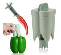 2 en 1 Descorazonador de Pimientos, Core Pepper Corer, Removedor de Tallos de Pimienta, Pepper Corer Seed Remover Tool, Fruit & Vegetable Quick Corer, para Cocina Hogar Familia Camping