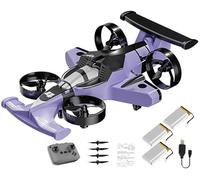 2 En 1 Flying RC Car Drone, Recargable De Modo Dual Control Remoto Flying Car Drone 360° Alta Velocidad Drift Stunt Cars 2.4Ghz 4WD Stunt RC Cars Vehículo(Purple+Battery*3)