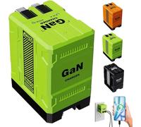 2-en-1 GAN 20W Cargador rápido, retráctil de Pared de Carga rápida Adaptador de Corriente con Todo en un Enchufe Plegable, versátil portátil módulo de Carga rápida para Universal (Verde)