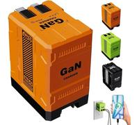 2-en-1 GAN 20W Cargador rápido, retráctil de Pared de Carga rápida Adaptador de Corriente con Todo en un Enchufe Plegable, versátil portátil módulo de Carga rápida para Universal (Naranja)