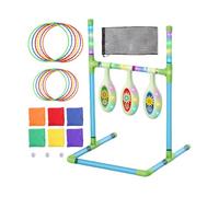 2 en 1 LED Throwing Game - 67 x 48 cm Beanbag | 6 Sandbags Ring Toss Toy Set With Stable Pipe Stand, + 12 Rings Parent-Child Interactive Educational Toy For Hand-Eye Coordination, Includes Storage B