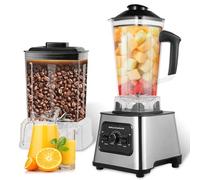 2 en 1 licuadora profesional 2,5 L, 6000 W, batidora batida, molinillo de café, 9 velocidades, eléctrica prensa de cítricos con 4 cuchillas de acero inoxidable, para batidos, hielo picado, puré, salsa
