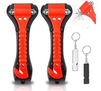 2 en 1 martillo de cristal para coche y corte de cinturón 2 en 1 - Herramienta de seguridad para coche con 2 silbatos de emergencia - para autobús (parabrisas de copa cinturón)