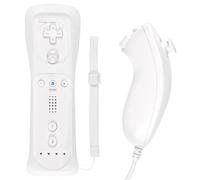 2 en 1 Motion Plus Mando y Nunchunk para Nintendo Wii/Wii u + Funda de Silicona - Blanco