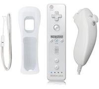 2 en 1 Motion Plus Mando y Nunchunk para Nintendo Wii/Wii u + Funda de Silicona - Blanco