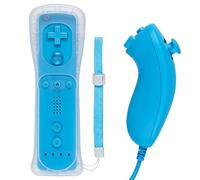 2 en 1 Motion Plus Mando y Nunchunk para Nintendo Wii/Wii u + Funda de Silicona - Blanco (B)