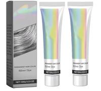 2 en 1 Natural Essence Extract Silver Hair Dye, Natural Essence Extract Silver Hair Dye Cream, Fashion, Non-Stripping y fácil de aplicar para todo tipo de cabello (2 unidades)