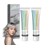 2 en 1 Natural Essence Silver Hair Dye, No-Bleaching Hair Dye para cabello oscuro, crema de color gris plateado natural, acondicionador de tono oscuro de las playas grises, tono de larga duración para
