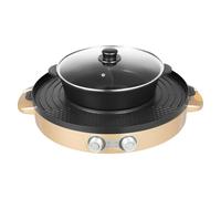 2 en 1 olla caliente y parrilla de mesa, olla eléctrica Hotpot parrilla eléctrica, revestimiento antiadherente, barbacoa coreana, barbacoa tailandesa, fondue para el hogar, restaurantes