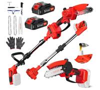 2 en 1 podadora inalámbrica y motosierra inalámbrica de 8 pulgadas con 2 baterías recargables, barra de extensión de 153 cm, motor de cobre puro de 650 W, ángulo de ajuste de 0-90°, rama eléctrica