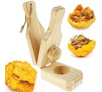 2 en 1 prensa de plátanos reutilizable, prensa de plátanos de madera con cordón colgante, 16 x 6 x 6 cm, prensa de plátano de madera, prensa puré para plátanos fritos para el hogar y la cocina