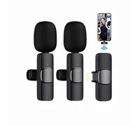 2 en 1 profesional inalámbrico Lavalier Lapel Micrófono recargable para Both IPhone iPad Android Mini Recording Phone Plug & Play Noise Reduction For Live Stream Entreview