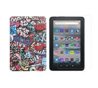 2 en 1 Set para Amazon Kindle Fire 7 12. Gen. 2022 7 Pulgadas Funda + Cristal
