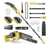 2 en 1 Sierra de Cadena a Batería Motor Sin Escobillas, Compatible Makita 18V, 8 Pulgadas, 2×4.0Ah, Vástago 4.2m, Cabezal 180°, Para Podar Ramas & Cortar Madera (Batería)