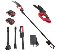 2 en 1 sierra de polo inalámbrica de polos, kit de proignage árbol jardineros, con un motor escobillas y una barra guía de 6 pulgadas, poda de árboles corte rama, madera alta roja