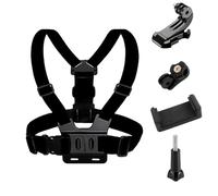 2 en 1 Soporte para Correa de Pecho para Cámara de Acción, Arnés de Pecho de Soporte para Teléfono Celular, Soporte de Pecho para Cámaras Deportivas, Correa de Arnés Ajustable para Teléfonos Móviles