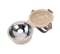 2 en 1 Tazones de Comida para Perros de Viaje, Alimentador de Agua de Mascotas de Doble Tazón Plegable para Perros con Manija para Caminata de Cachorros Al Aire Libre (Color Albaricoque)