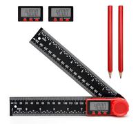 2 en 1 transportador de angulos Multi transportador de angulos escolar 360° con pantalla LCD FunciónFunciones de bloqueo y retención Para carpintería, mecánica, construcción 200 mm/7,8 pulgadas