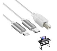 2 en 1 USB-C a USB-B MIDI Cable de 1 m OTG para iPhone, iOS, controlador, interfaz de audio, teclado, instrumento musical electrónico (blanco)