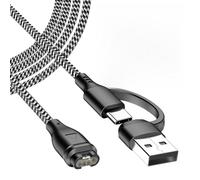 2-en-1 USB C Cable Cargador Compatible con Garmin Fenix, Carga Compatible con Garmin Fenix 8 E 7 Pro 7X 7S 6 Solar 6S 5 Plus Vivoactive 6 5 4 Forerunner 970 965 955 945 935 570 265 255 245 165 55 45
