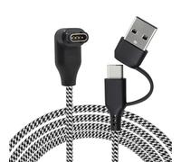2 en 1 USB C Cable de Carga para Garmin 1M Cargador para Fenix 8 E 7 7X 7S 6 5, USB A Cargador Reloj con Conector en Ángulo Recto para Forerunner 165 970 265 265S Venu 3 3S 2
