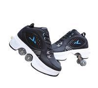2 en 1 Zapatillas Altas con Ruedas | Patines Retráctiles 2 en 1 para Niñas Unisex | Desmontables de 4 Ruedas Rueda Deformable de Doble Fila | Zapatillas Convertibles(Black,41)
