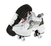2 en 1 Zapatos para Caminar Convertibles en Patines de Cuatro Ruedas con Ruedas Ocultas de Un Solo Toque con Deformación Automática para Hombres, Mujeres y Niños(Black A,8.5)