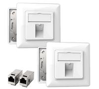 2 enchufes de red CAT7 Keystone empotrables de 1 puerto RJ45 y 2 módulos Keystone CAT7, 10 Gbps hembra a hembra, Ethernet LAN/Ethernet, color blanco