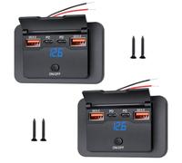 2 enchufes USB de 78 W, 12 V, con 4 puertos de carga rápida, doble 36 W PD&Dual 18 W QC3.0, enchufe empotrable con interruptor táctil e indicador de voltaje LED para coche, barco, camión, carrito de