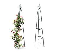 2 Enrejados Metal, 190cm, Soportes Plantas Trepadoras, Tutor Rosas y Enredaderas, Columna, Jardín y Huerto, Verde
