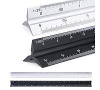 2 escalas triangulares de 30 cm de longitud de aluminio de escala triangular, 1:20 1:25 1:50 1:75 1:100 1:150/1:100 1:200 1:250 1:300 1:400 1:500 ekten,Ingeniero ure,Estudio de Arquitectura
