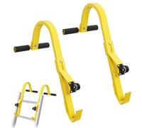 2 escaleras de techo, soporte para escalera, ganchos para techo, con rueda, estabilizador de escalera, acero, adaptador universal para escalera de aleación de aluminio, extensión de techo, capacidad