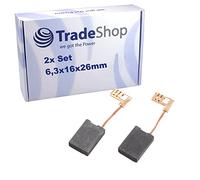 2 escobillas de carbón para motor de Trade-Shop 6,3 x 16 x 26 mm, compatibles con amoladora angular Berner BAG-230-Eco, con parada automática