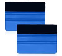 2 escobillas de Goma con Borde de Fieltro, Herramienta de Envoltura de Vinilo para Coche de 4 Pulgadas, rascador de escobilla de Goma de Vinilo, Herramienta de rascador Recto de Vinilo (Azul)