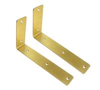 2 Escuadras para Estanterias Pesados Acero inoxidable,Metalicas Soporte Estanteria Pared,Soporte de Esquina,Bisagras Pared Metálico para Estanterías de Cocina,Ahorro de espacio (124mm×80mm,gold)